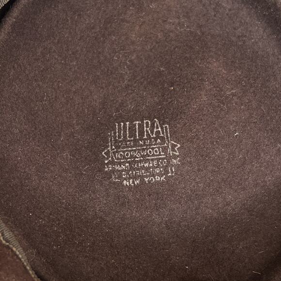 Vintage 40s Ultra Armand Schwab & Co Brown Wool Derby Pill Box Hat Feather Retro - Picture 3 of 7